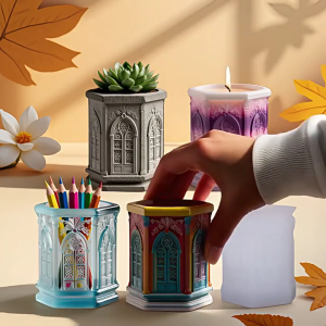 Detailed Church Window Silicone Mold For DIY Resin Flower Pots Cup Holder And Home Decoration Crafts