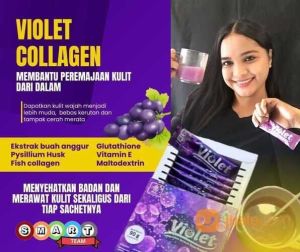 VIOLET COLLAGEN DRINK MINUMAN SERBUK BUAH ANGGUR 1 BOX ISI 6 SAHCET
