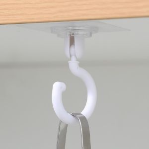Self Adhesive Wall Hanging Hook 360° Rotating Ceiling Hook No Drilling Holes Strong and Traceless