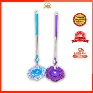 Cây Chổi lau nhà tự vắt thông minh 360 độ LOẠI TỐT chất lượng cây inox chắc chắn tiện lợiMâm Nhựa tròn kèm bông lau siêu thấm
