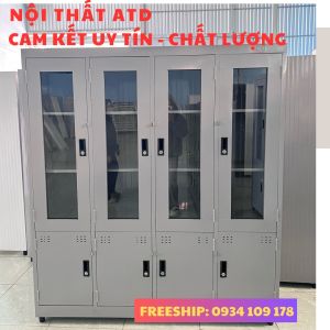 Tủ kính có khóa đựng sách vở tài liệu công ty văn phòng- tủ hồ sơ nhôm kiếng 234 cánh giá rẻ