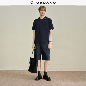 Giordano Men Contrast tipping single pocket short sleeve polo shirt Free Shipping 18016805