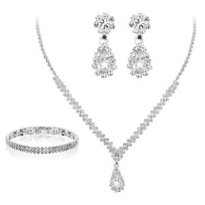 3pcs/set Jewelry Set Korean Jewelry Set For Women Elegant Necklace Earrings Ring Bracelet Jewelry Set