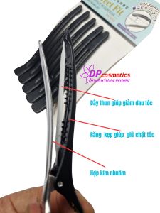 Bộ 6 Kẹp Vịt Chia Tóc Salon Cao Cấp - Bộ Kẹp Tóc Chống Trượt Có Dây Silicon Giảm Đau - Phụ Liệu Tóc Chuyên Nghiệp