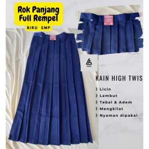 Rok Panjang Rempel Biru Dongker Seragam Sekolah SMP Perempuan