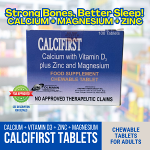 (Generic) Calcifirst - Calcium Carbonate + Vitamin D3 + Magnesium + Zinc Tablets (Cal+D3+Mg+Zn) 20s