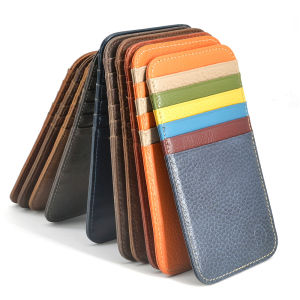 2025 mới kiểu Bắc Âu Colorblock nhiều màu trên cùng lớp da bò Đồ đựng thẻ nam giới và phụ nữ nhiều thẻ thẻ tín dụng Ngân hàng đồ đựng thẻ S