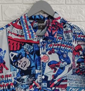 Kemeja Pria/Wanita Dewasa Lengan Pendek| SPOON | Motif - Comic America