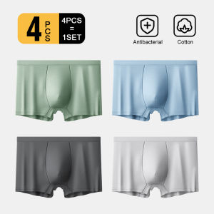 KUCHAR 4PCS Disposable Boxers for Men Underwear Cotton Travel Panties Wash-Free Boxer Shorts
