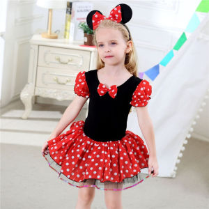 Girls Cartoon Mouse Princess Dress Cosplay Costume Kids Christmas New Year Polka Dot Childrens Day 2-8 Year Birthday Party Clothing