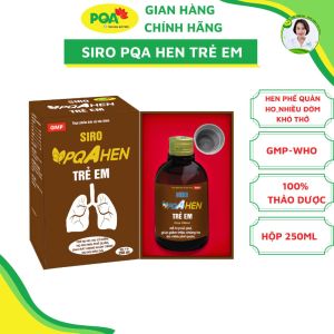 Siro Hen Trẻ Em PQA giúp bổ phế giúp giảm triệu chứng ho do viêm phế quản dùng cho trẻ em bị ho ho do hen phế quản đau rát họng