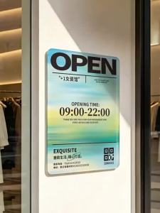 Business Hour Sign With Hanging Rope Strong Full-Back Magnet Hold Durable High-Performance Quality Peti Sejuk 3D Hiasan Dinding Poster Kertas Cermin Papan Tanda Amaran