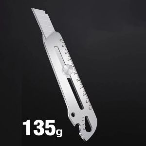 Dao rọc giấy inox Dụng cụ rọc giấy đa năng 6 trong 1 vặn vít vặn bu lông mở nắp hộp cắt thước kẻ khui bia bằng thép