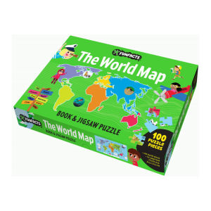 World Map Book & 100 Jigsaw Puzzle Pieces