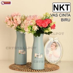 VAS POT BUNGA TANAMAN NKT VAS BUNGA CINTA BIRU VAS BUNGA PLASTIK CANTIK MURAH HIASAN MEJA BAGUS - NKT VAS CINTA