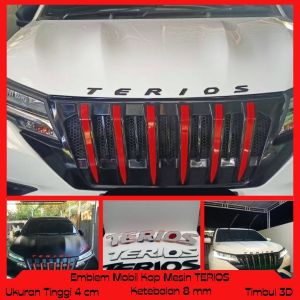 EMBLEM MOBIL KAP MESIN TERIOS VARIASI HURUF TIMBUL 3D BAHAN FIBERGLASS