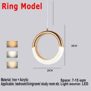 Nordic Style Luxury Crystal Pendant Lighting Bedside Livingroom Decor Lamp Home Ceiling Chandelier