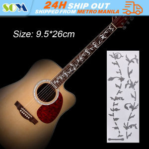 1Pc Silver Electric Guitar Inlay Sticker Fretboard Marker Ultra Thin Trees Pattern Ultra Thin Stickers Fretboard Sticker Cross Inlay Decals Music Instrument Decorations Beautiful Guitarra Accessories