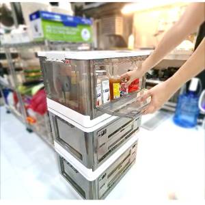 High Quality Collapsible & Stackable Storage Box Organizer with Lid Side Open and Wheels (1pc)
