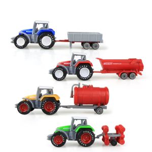 4 Pcs Set Farm Tractor Truck Vehicles Car Model Engineering Educational Toys for Kids Boys Gift