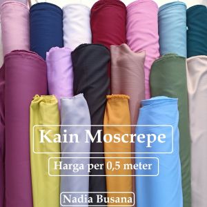 (05 m) Kain Mosscrepe Polos Harga Per Setengah Meter Untuk Jahit Seragam Keluarga Bahan Kain Meteran Nadia Busana
