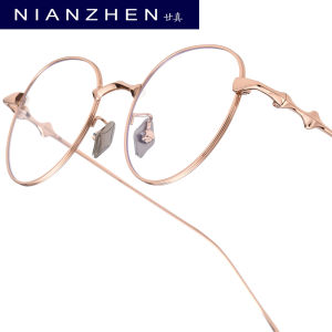 NIANZHEN Titanium Alloy Eyeglasses Frame Women Round Brand Design Glasses Men Ultralight-Weight Retro Eyewear Spectacles 701