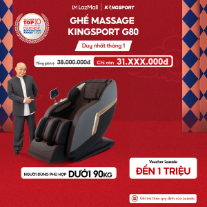 Miễn phí lắp đặt | Ghế massage KINGSPORT G80 cao cấp con lăn 3D với 12 bài tập công nghệ lọc khí Ion âm túi khí massage chân cao
