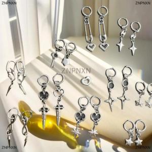[COD] ZNPNXN Punk Grunge Rock Chain Earrings Cool Fashion Cone Drop Earrings Goth Aesthetic Charm Jewelry Hip Hop Accessories Gift
