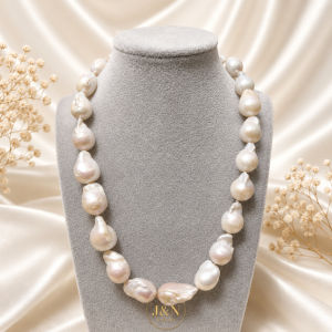 Jumbo Baroque Freshwater Pearl Necklace / Assorted Color and White