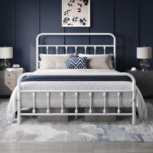 rangka katil besi iron bed metal queen bed frameKing/Queen size 60*75 inches King size iron bedframe high load-bearing bed frame FurnitureSteel platform bed