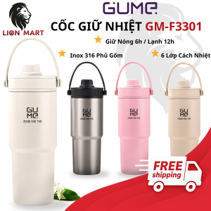 Cốc Giữ Nhiệt Gume GM-F3301 (735ml) - Inox 316 Phủ Gốm Cao Cấp 6 Lớp Cách Nhiệt Giữ Nhiệt Tới 12H Quai Xách Tiện Lợi