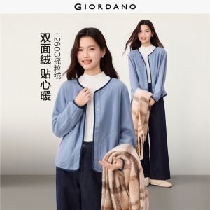 Giordano Beau Monde Women Polar fleece contrast binding jacket Free Shipping 13376630