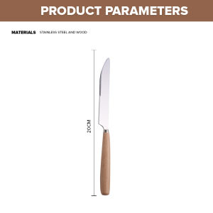 Locaupin Tableware Wooden Handle Stainless Steel Cutlery Spoon Two Prong Fork Knife Chopsticks Teaspoon Dinner Dish