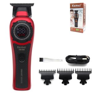Kemei KM-999 chuyên nghiệp DLC t-blade Zero gapped tóc Clipper có thể sạc được không dây USB Tông đơ cắt tóc cho nam Màn hình LED hoàn thiện máy