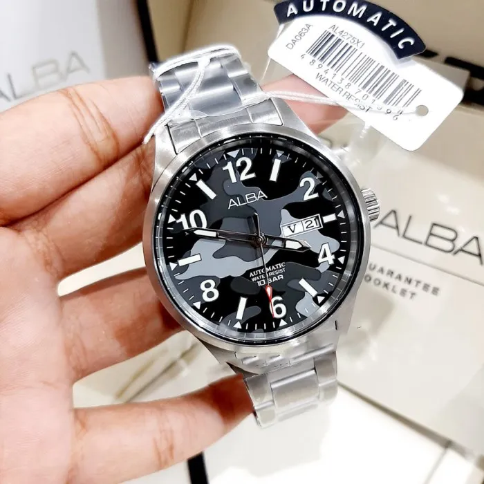 Alba AL4275X Automatic Camouflage Dial Silver Tone Stainless Steel Case Strap Men s Watch AL4275 AL4275X1 from SEIKO Watch Corporation Lazada