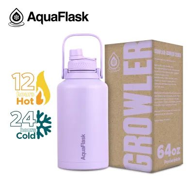 AquaFlask (64oz) Wide mouth w/ flip cap Vacuum Insulated Stainless Steel Drinking Water Bottle