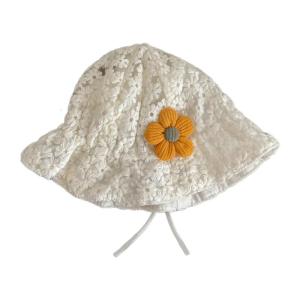 Baby Fisherman Hat with Floral Accent Stylish and Soft Sunshade Caps Fashion Basin Hat Sun Bonnet for Infants 0-3 Year