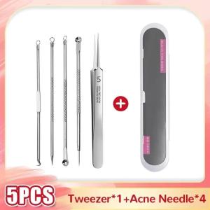 Stainless Steel Acne Clip 5-in-1 Blackhead Remover Facial Cleaning Tool Setcomedone Extractor Girls Beauty Makeup Tool Kit Skincare