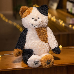 JOJO CASTLE 40/50/70/100cm  Tea Rice Cat Plush Toy Black And White Splicing Plush Kawaii Cat Sleeping Leg Doll Festival Gift For Children Birthday Gift 猫公仔