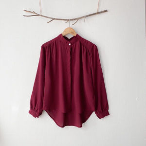 【Cat Walk】Women Korean Loose Fashion Blouse Casual Kemeja Cotton Crepe Ironless Trending Long Sleeve Shirt