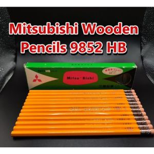 ดินสอ ดินสอไม้  Vintage Mitsubishi Wooden Pencils with eraser 9852 HB (1 dozen) Pencil from Japan
