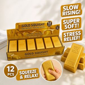 Gold Bar Squishy PU Slow Rising Fidget Toy Stress Relief Sensory Squeeze Desk Toy Gift