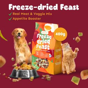 Petsup Freeze Dried Feast Dog Cat Treats Dog Food Cat Dry Dog Food Dry Cat Food Food Natural Healthy Premium Food Topping Snacks for Pets 400g