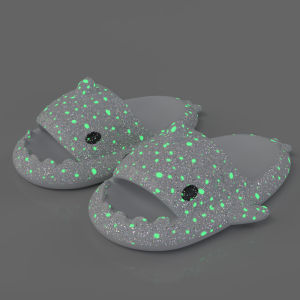 Starry Night Glow Shark Slippers for Women Summer Couple Luminous Sandals Home Non-Slip Cartoon Slippers for Men Outdoor Wear