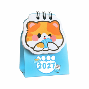 MINIFELE 262 Mini 2027 Desk Calendar Coil Cartoon Cat Calendar Ornaments Cute Schedule Mark Daily Planner Office Desk Accessories