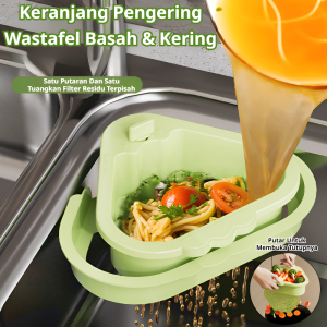 Wadah Penyaring Sisa Makanan Bak Cuci/Rangkaian Pemisah Sisa Makanan Besar/Wadah Penyimpanan Pembukaan Satu Tombol Pelepasan Air/Keranjang Pelepasan Air Gantung Dapur Praktis/Wadah Penyaring Anti Tumpah/Alat Dapur Penyaring Kualitas Baik