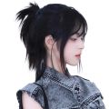 Wolf Tail Short Cos Warrior Split Half Tie Simulation Hair Mullet Wig Full Head Set. 
