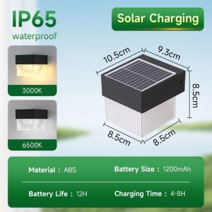 CANMEIJIA LED Solar Wall Light IP65 Outdoor Waterproof Lampu Solar Dinding Up and Down Wall Lamp Warm White RGB Street Lights Led Exterior Decoration Fixture for Home Garden Fence Balcony Courtyard Pathway Lawn Villa Patio Hiasan Taman