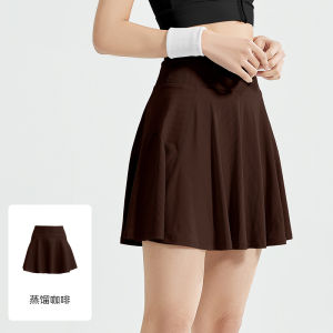 กางเกงสคอร์ทเอวสูงสำหรับผู้หญิงกระโปรงเทนนิสวิ่งขาสั้นในตัวดีไซน์ป้องกันการลื่น & สไตล์สองชิ้นปลอม