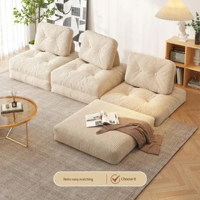 【Local stock】Butter Tofu Block Lazy Cloth Sofa Living Room Simple Small House Single Module Technology Cloth Sofa Removable and Washable